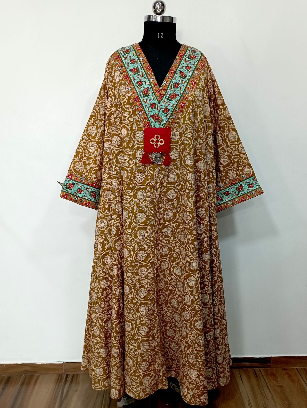 hand block long dress for exports